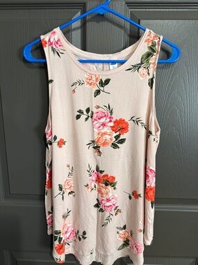 Old Navy Floral Sleeveless Tank Top - Pink Peach Roses